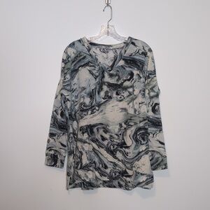Marble Print Long Sleeve Top